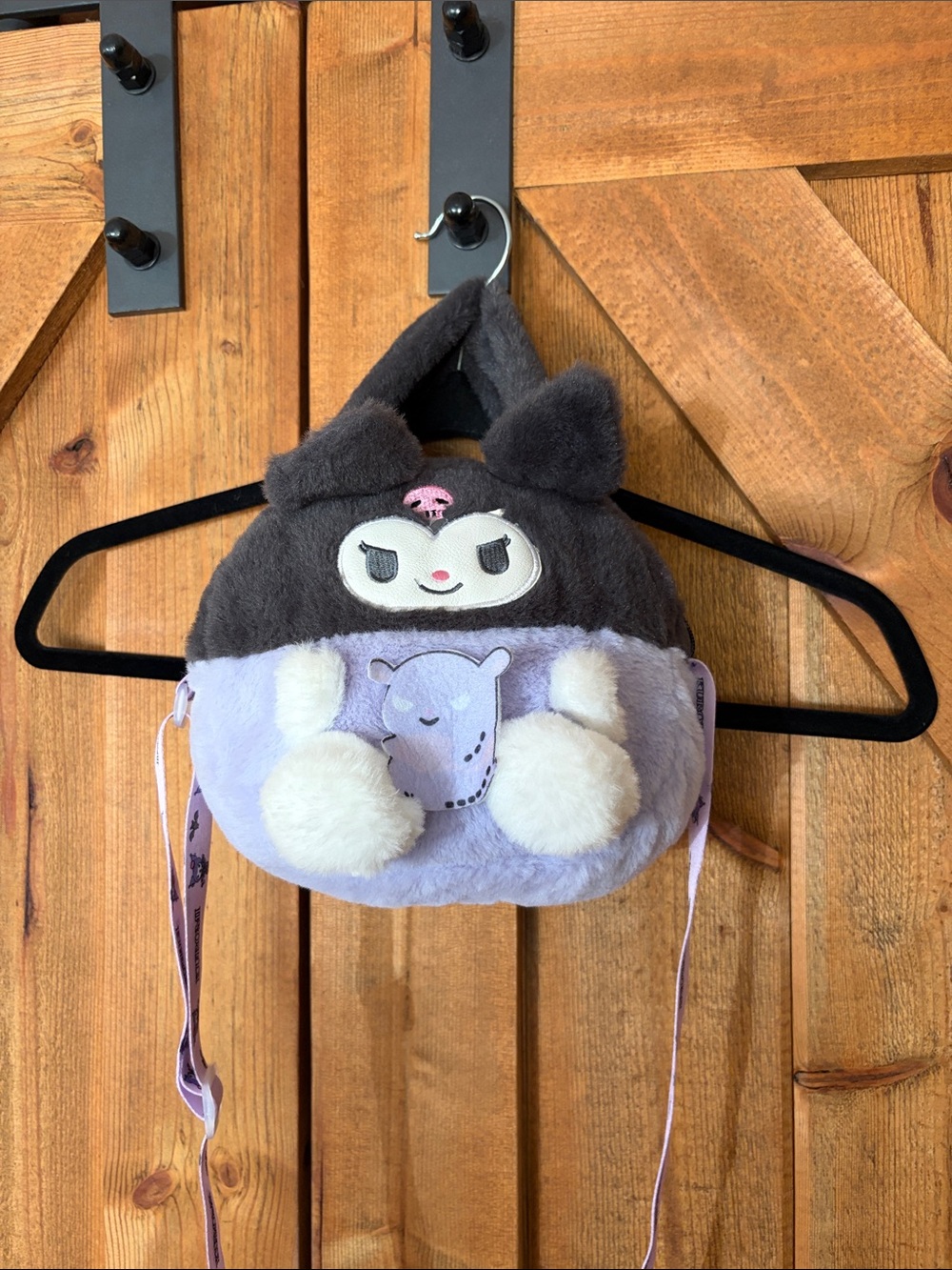 Sanrio Kuromi Plush Shoulder Bag - Black, Light Purple & White